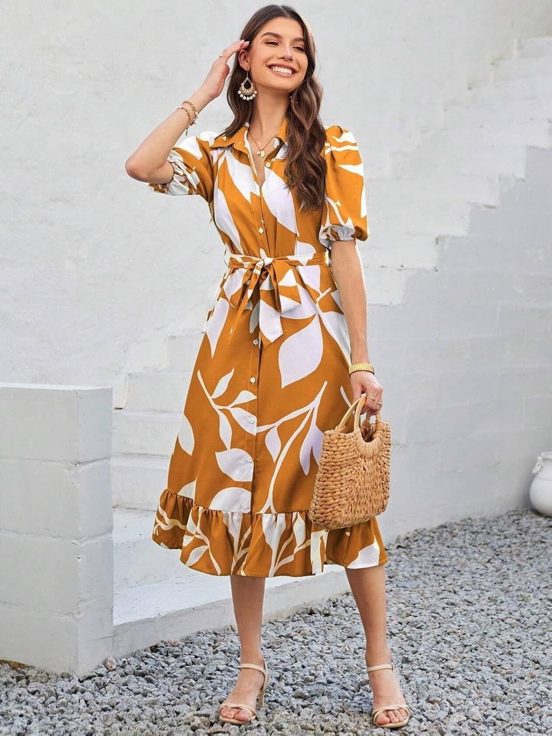 GRECIILOOKS Rayon Fit and Flare Below The Knee One Piece Maxi Bodycon Dresses Midi Dress for Women - Image 4